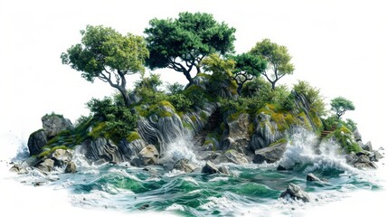 Wall Mural - A rocky island with a body of water in the foreground