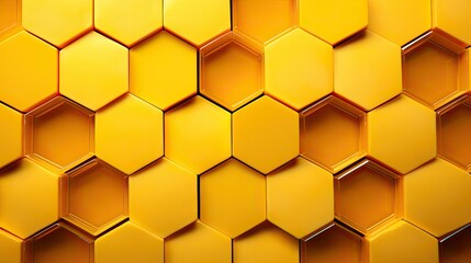 Canvas Print - hexagons yellow geometric background