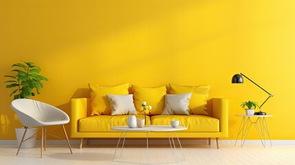 striking blurred interior design yellow