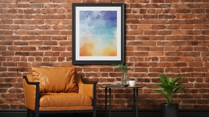 Wall Mural - wooden interior frame mockup