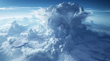 Wall Mural - A large cloud of white snow is floating in the sky