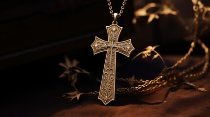 Canvas Print - jewelry golden cross