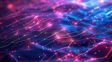 Leinwandbilder - Deep blue and purple background with various lines, geometric shapes, and structures overlapping to form intricate patterns. enhancing the technological feel of the background. Generative AI.