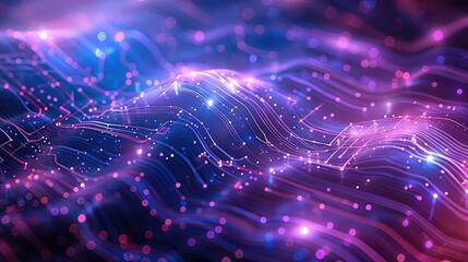 Leinwandbilder - Deep blue and purple background with various lines, geometric shapes, and structures overlapping to form intricate patterns. enhancing the technological feel of the background. Generative AI.