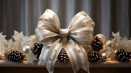 Sticker - rustic silver christmas bows