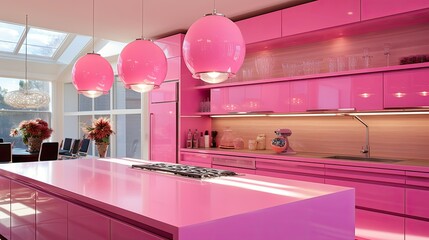 Poster - fuchsia pink kitchen