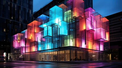 Wall Mural - modern building exterior lighting