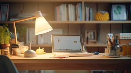 Sticker - desk blurred small home interior