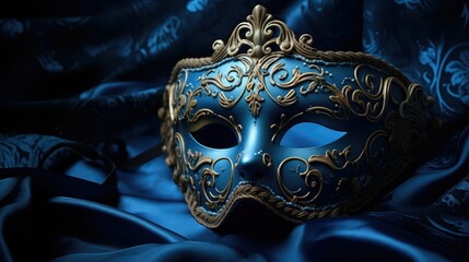 details blue masquerade mask