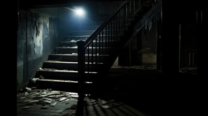 Wall Mural - abandoned dark stairwell