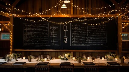 Poster - reception string lights chalkboard