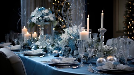 Wall Mural - napkins silver and blue christmas