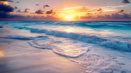 Poster - Sunrise over beach in Cancun