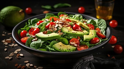 Canvas Print - avocado salad spinach green