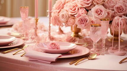 Poster - setting pink and gold floral