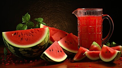 Sticker - summer red watermelon background