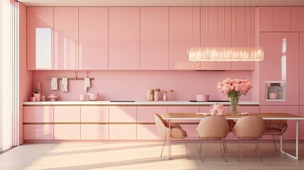 Wall Mural - pastel pink interior