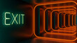 Exit sign with light neon on the way, exit way