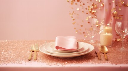 Poster - setting pink and gold glitter background