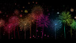 Colorful Fireworks frame on black background.Generative Ai.