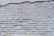 An old brick wall is painted with gray paint. Abstract construction background.