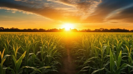 Canvas Print - field sunrise corn background