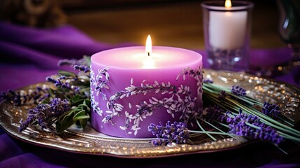 Wall Mural - floral purple candle