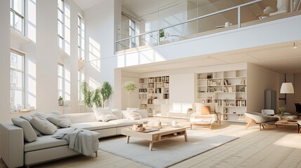 Sticker - minimalist blurred loft apartment interior