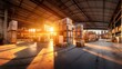 setting blurred 360 view warehouse interior