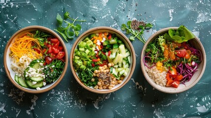 Sticker - Fresh salad bowls brimming with nutrient-rich ingredients for athlete's vitality