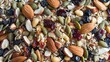 Homemade trail mix with nuts, seeds, and dried fruits for athletes' quick refueling
