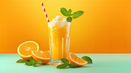 Canvas Print - refreshing juice orange fruit