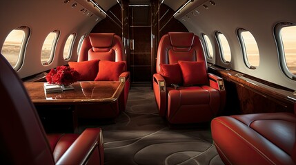 Canvas Print - elegance blurred private jet interior