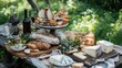 © buraratn - picturesque outdoor picnic spread featuring crusty bread and cheese