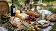 © buraratn - picturesque outdoor picnic spread featuring crusty bread and cheese