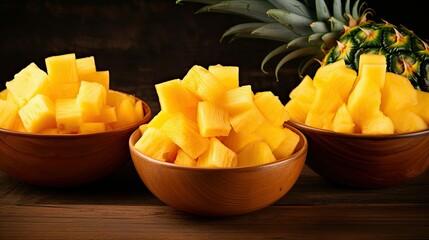 Wall Mural - juicy cut pineapple fruit