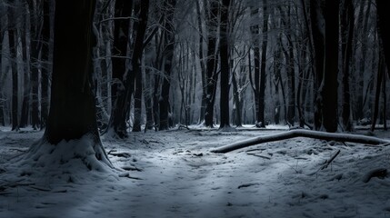 Canvas Print - snow dark snowy forest