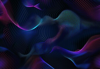 Wall Mural - An engaging abstract digital artwork featuring flowing lines that resemble a colorful landscape