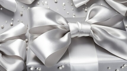 Wall Mural - ribbon silver christmas bows