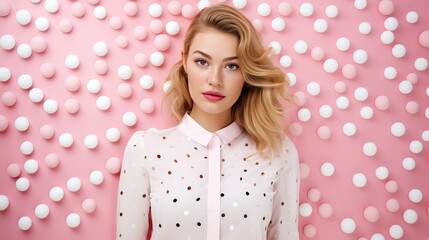 Poster - shoot pink and white polka dot background