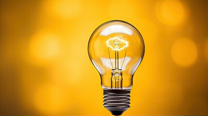 Wall Mural - details yellow background light bulb