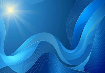 Poster - An artistic rendering of graceful blue waves, with light particles and lens flares adding to the tranquil, but dynamic ambience