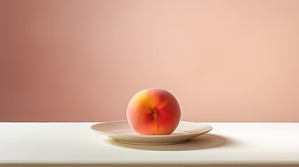 Wall Mural - plate whole peach fruit