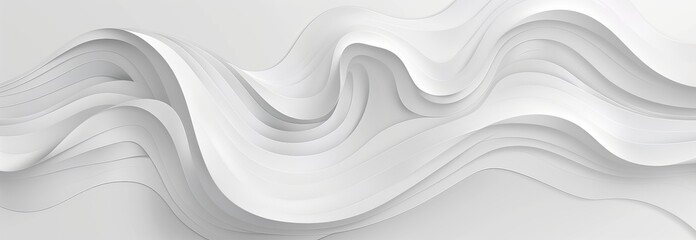 Poster - A calm, seamless 3D wave design in monochrome, giving a sense of serenity and simplicity