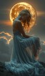 © therealnodeshaper - beautiful girl in white dress on the moon