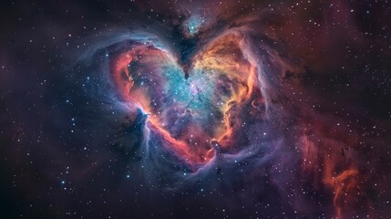 Wall Mural - beautiful heart-shaped nebula with vivid colors