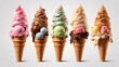 a row of ice cream cones