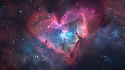 Wall Mural - large heart-shaped nebula in space with real colors in high resolution