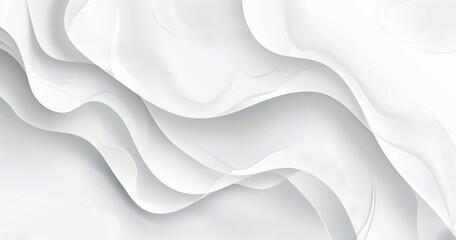 Wall Mural - A minimalist background with elegant white flowing waves on a grey backdrop, conveying a sense of calmness and serenity