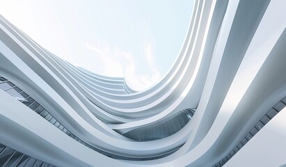 Canvas Print - A contemporary building displaying flowing curves, evoking a futuristic aesthetic with an emphasis on space and light